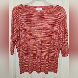 Dress Barn Peach/Orange variegated knit lightweight sweater size Large
